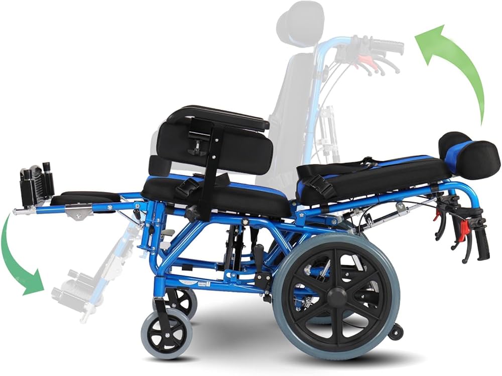 Pediatric care products and kids wheelchair in a colourful pediatric health facility placing